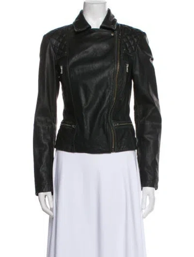 Pre-owned Allsaints Leather Fur Jacket In Black