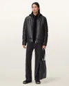 Allsaints Leather Furse Boxy Puffer Jacket In Black