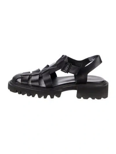 Pre-owned Allsaints Leather Gladiator Sandals In Black