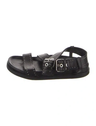Pre-owned Allsaints Leather Gladiator Sandals In Black
