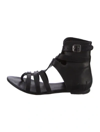 Pre-owned Allsaints Leather Gladiator Sandals In Black