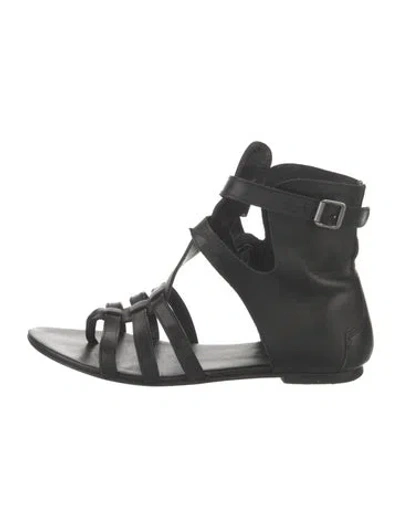 Pre-owned Allsaints Leather Gladiator Sandals In Black