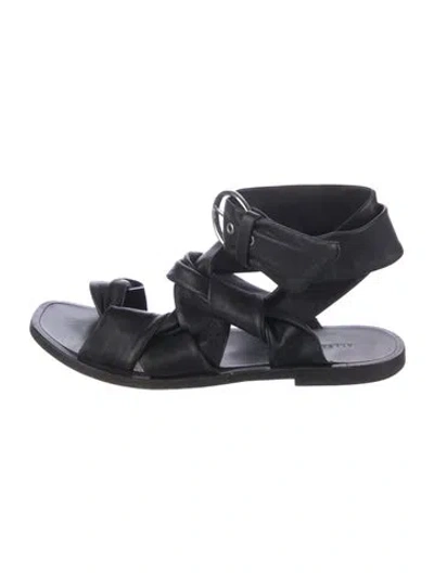 Pre-owned Allsaints Leather Gladiator Sandals In Black