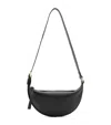 Allsaints Half Moon Leather Crossbody Bag In Black