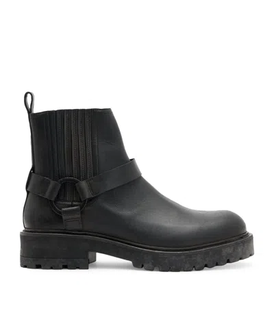 Allsaints Leather Hank Biker Boots In Black