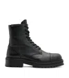 Allsaints Mens Black Hank Lace-up Leather Biker Boots In Black