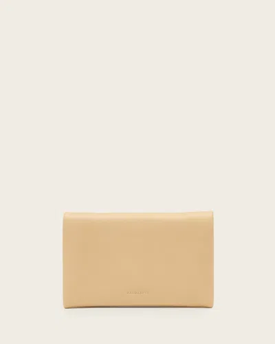 Allsaints Womens Mellow Yellow Harluna Logo-debossed Leather Wallet In Nude