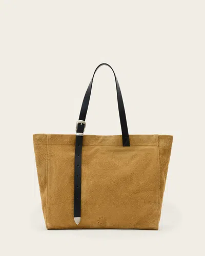 Allsaints Leather Haven Suede Tote Bag In Brown