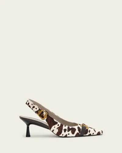Allsaints Leather Hera Cowhide Slingback Shoes In Multi