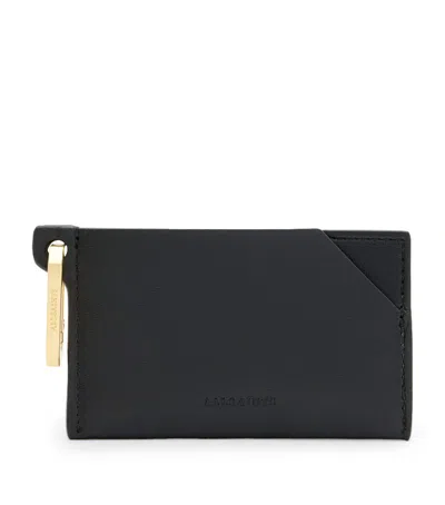 Allsaints Leather Hex Card Holder In Black