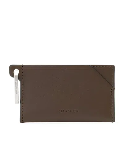 Allsaints Leather Hex Card Holder In Brown