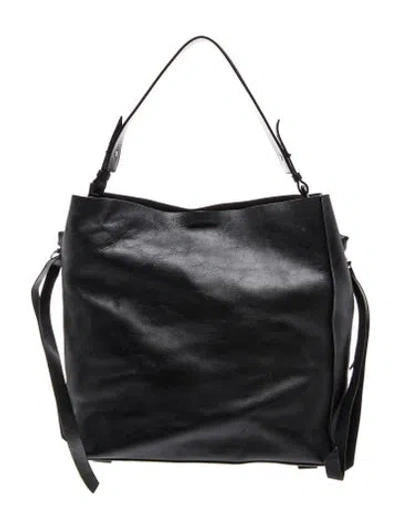 Pre-owned Allsaints Leather Hobo In Black