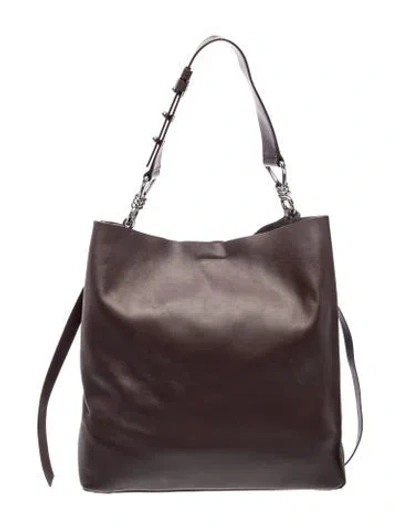 Pre-owned Allsaints Leather Hobo In Burgundy