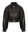 Allsaints Anouk Cropped Leather Bomber Jacket In Brown