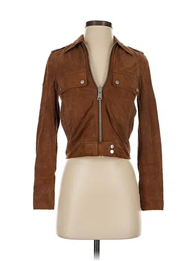 Pre-owned Allsaints Leather Jacket In Brown