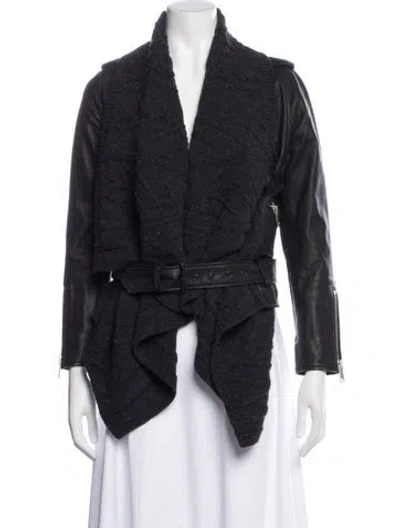 Pre-owned Allsaints Leather Jacket In Gray