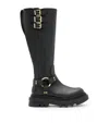 Allsaints Jade Knee High Leather Biker Boots In Black