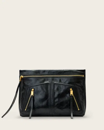 Allsaints Leather Jean Rey Leather Pouch In Black