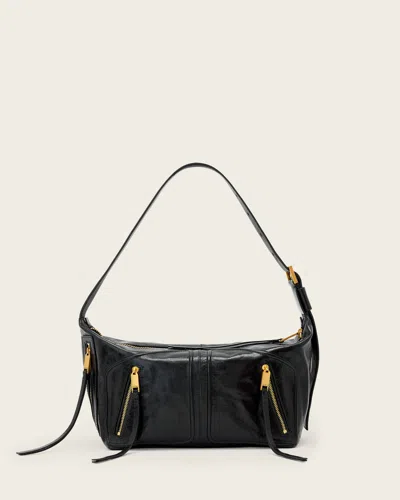 Allsaints Leather Jean Rey Leather Shoulder Bag In Black