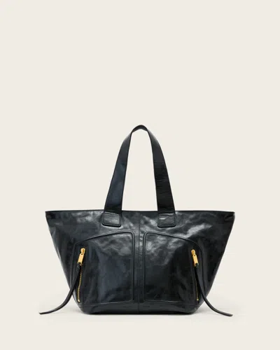 Allsaints Leather Jean Rey Leather Tote Bag In Black