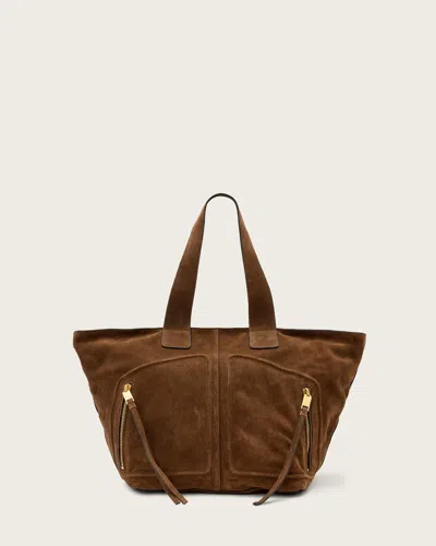 Allsaints Leather Jean Rey Suede Tote Bag In Brown