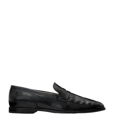 Allsaints Leather Jules Stitch Loafers In Black