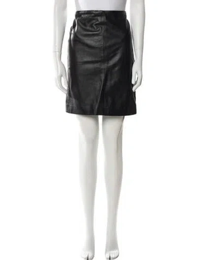 Pre-owned Allsaints Leather Knee-length Skirt In Black