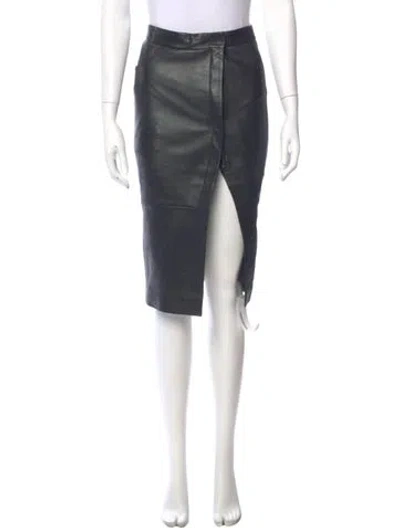 Pre-owned Allsaints Leather Knee-length Skirt In Black