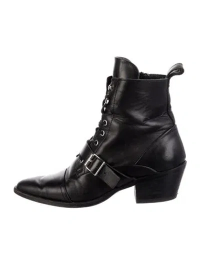Pre-owned Allsaints Leather Lace-up Boots In Black