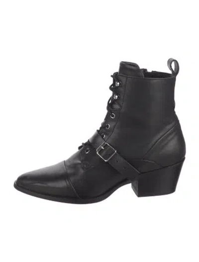 Pre-owned Allsaints Leather Lace-up Boots In Black