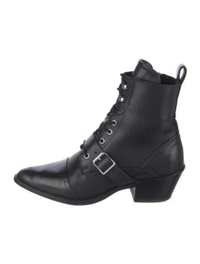 Pre-owned Allsaints Leather Lace-up Boots In Black