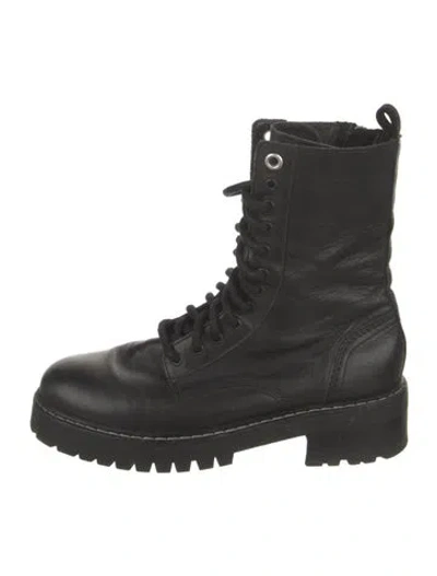 Pre-owned Allsaints Leather Lace-up Boots In Black