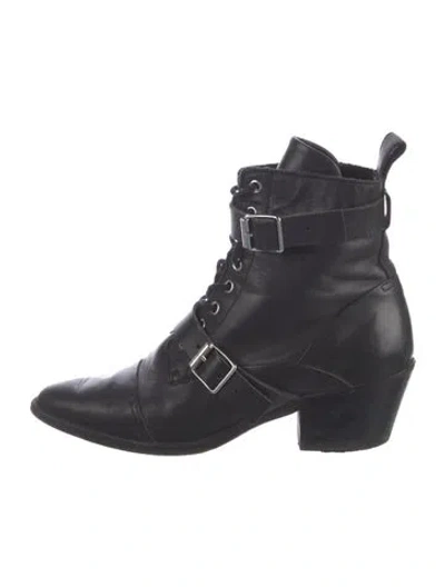 Pre-owned Allsaints Leather Lace-up Boots In Black