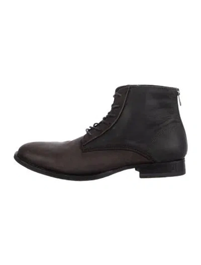 Pre-owned Allsaints Leather Lace-up Boots In Gray