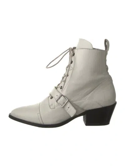 Pre-owned Allsaints Leather Lace-up Boots In White