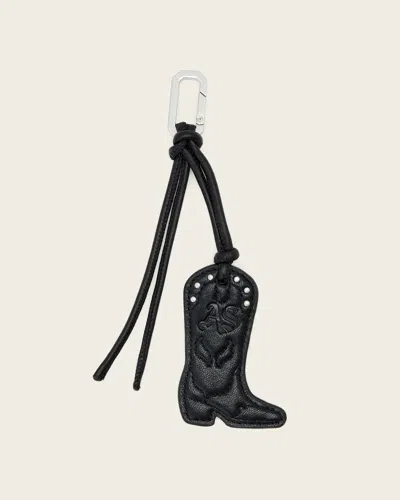 Allsaints Leather Leather Cowboy Boot Bag Charm In Neutral