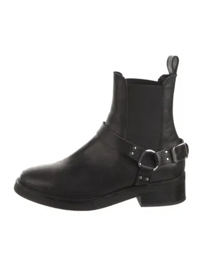 Pre-owned Allsaints Leather Leather Trim Embellishment Chelsea Boots In Black