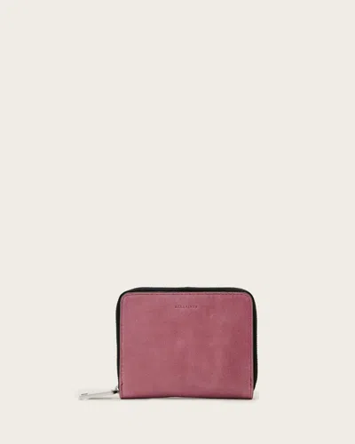 Allsaints Leather Lena Hex Zip Up Leather Wallet In Pink