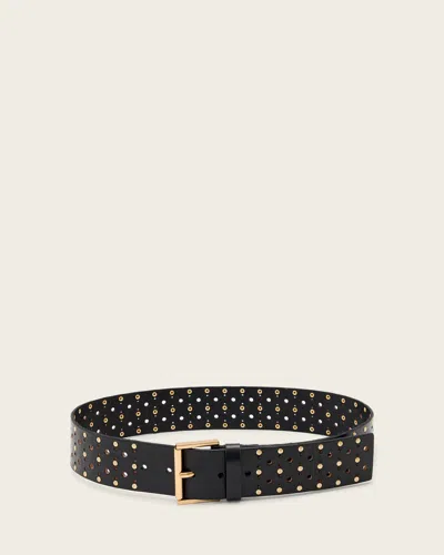 Allsaints Leather Lena Leather Studded Belt In Black