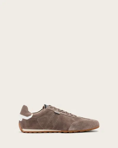 Allsaints Leather Liam Lace Up Low Top Trainers In Brown