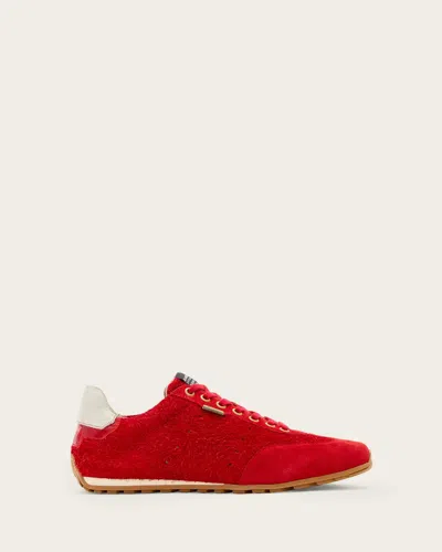 Allsaints Leather Liam Suede Trainers In Red