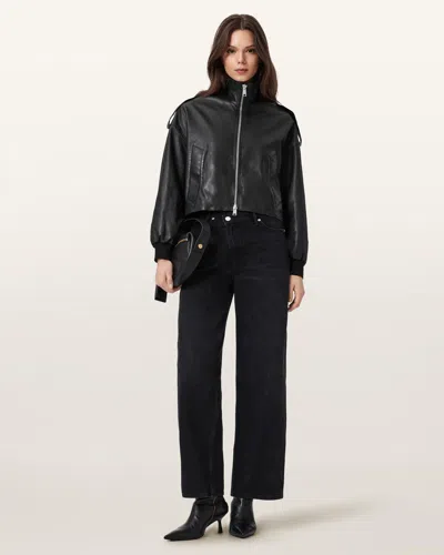 Allsaints Leather Lowden Leather Jacket In Black