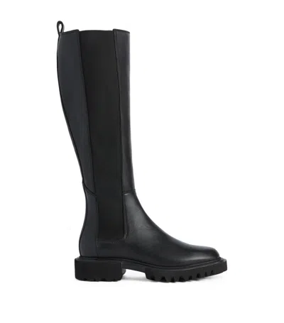 Allsaints Monica Knee High Leather Boots In Black