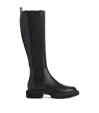 Allsaints Monica Knee High Leather Boots In Black
