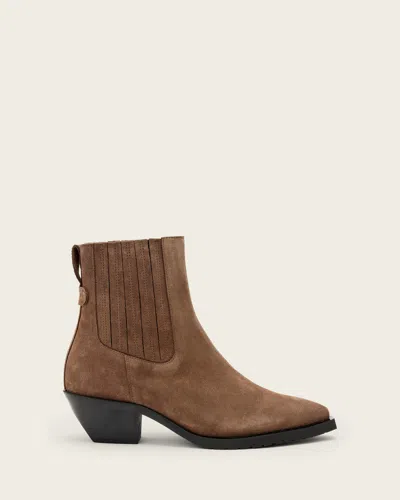 Allsaints Leather Marcie Suede Chelsea Boots In Red