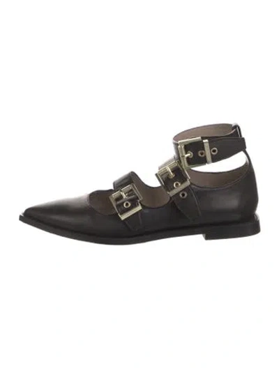 Pre-owned Allsaints Leather Mary Jane Flats In Black