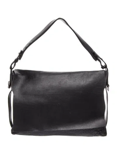 Pre-owned Allsaints Leather Messenger Bag In Black