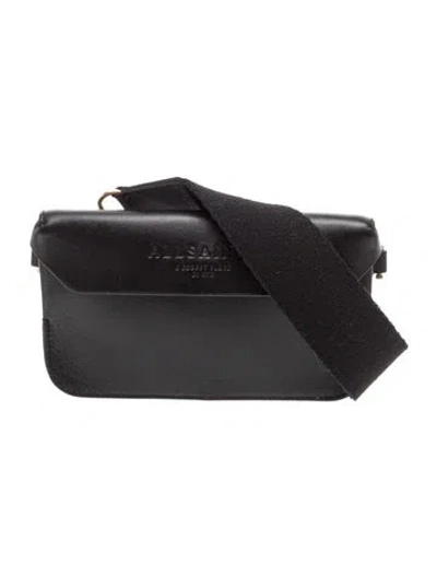 Pre-owned Allsaints Leather Messenger Bag In Black