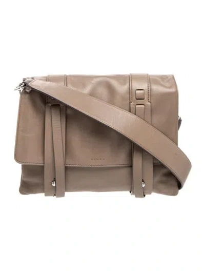 Pre-owned Allsaints Leather Messenger Bag In Neutral