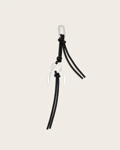 Allsaints Leather Metal Wishbone Bag Charm In Metallic